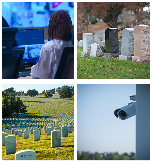 Cemetery security services including surveillance, perimeter monitoring, and alarm systems in Philadelphia